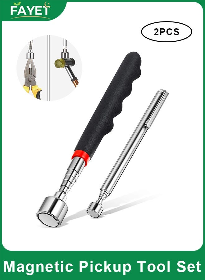 FAYET 2 Piece Telescoping Magnetic Pick-Up Tool Set, 20 lb and 1.5 lb Retractable Magnet Sticks for Hard-to-Reach Areas, Durable Stainless Steel Retrieval Tool for Home, Garage and Gifts - Image 1